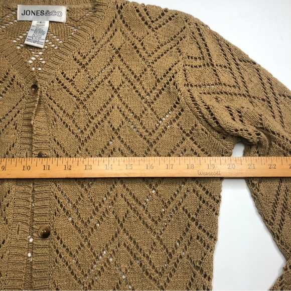 Beautiful Tan Crocheted Button Up Sweater by Jones & Co. - Picture 4 of 10